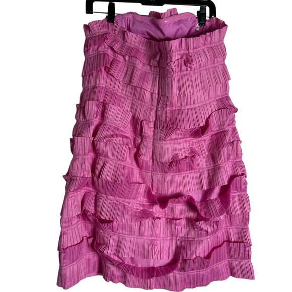 Aje Palladium Ruffled Strapless Ruffled Pleated Gauze Pink Mini Dress Size 12 - Picture 10 of 14